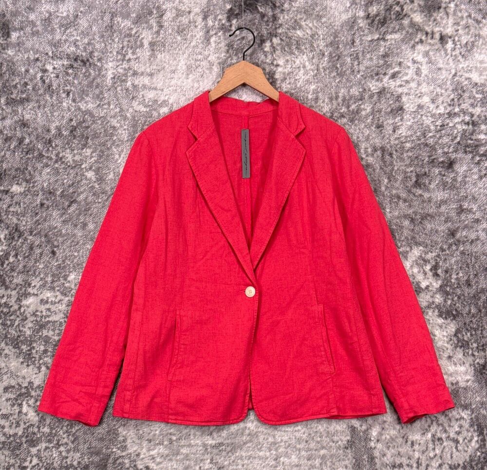 Raquel Allegra Jacket 1 / US Medium Womens Pink Linen Blend Deconstructed Blazer